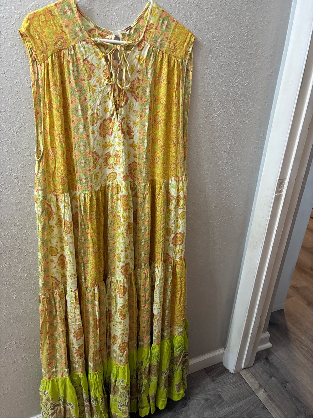 Free People Women’s Medium Yellow Tiered Maxi Dress